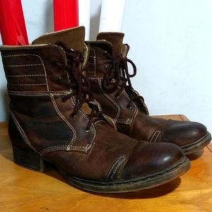 Bed Stu brown leather/suede/canvas boots 9